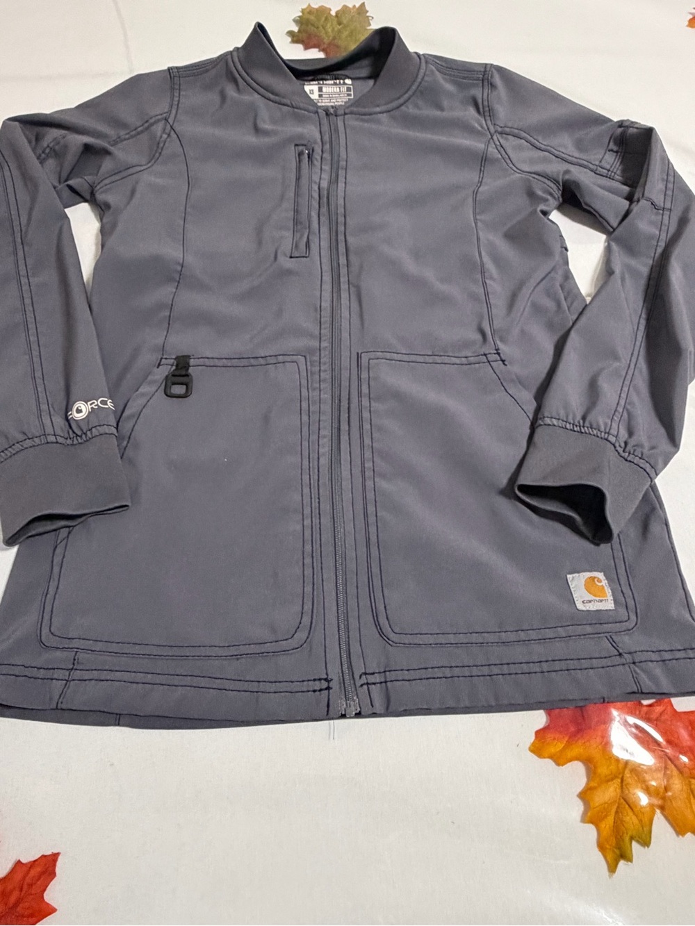 Carhartt Gray Zip-Front Work scrub jacket